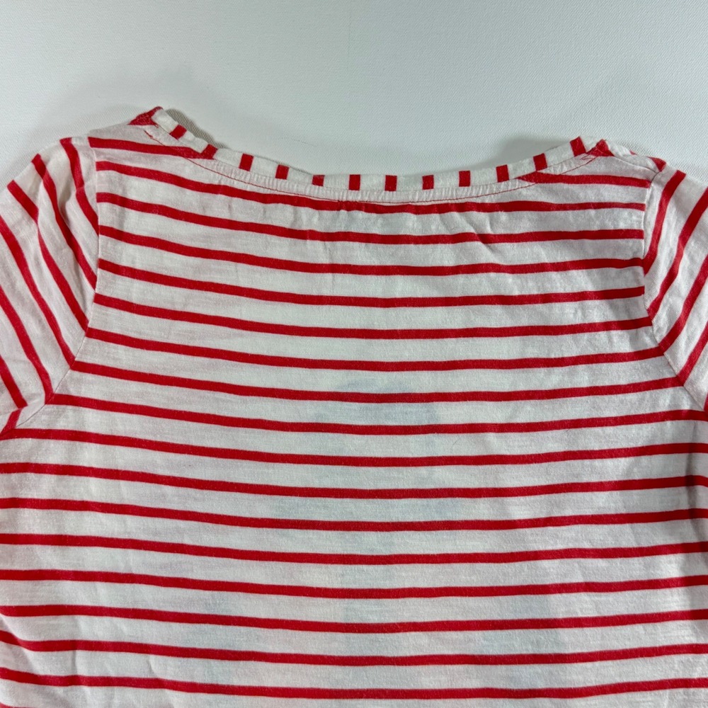 Boden Floral Nautical Anchor Stripe Shirt Womens 12 Red White Coastal Preppy - Picture 6 of 12